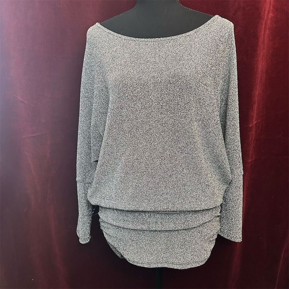 Zenana Women's Silver Metallic Off Shoulder Long Sleeve Blouse S